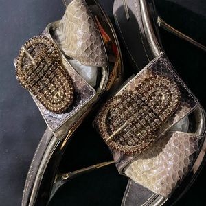 Massimo Dogama Snakeskin Rhinestone Mules Size 41